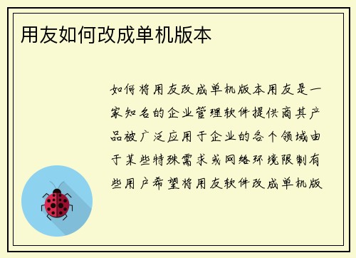 用友如何改成单机版本